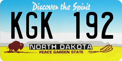 ND license plate KGK192