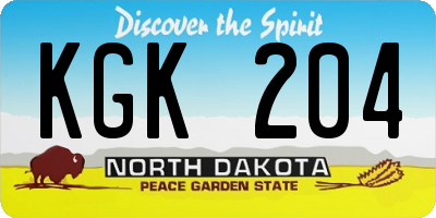 ND license plate KGK204