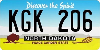 ND license plate KGK206