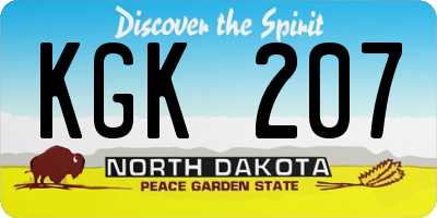 ND license plate KGK207