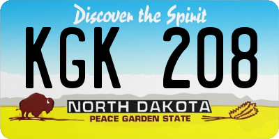 ND license plate KGK208