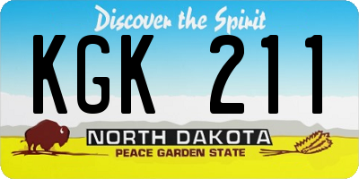 ND license plate KGK211
