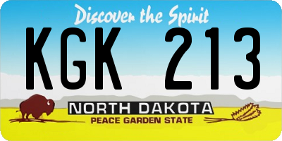 ND license plate KGK213
