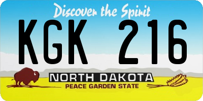 ND license plate KGK216