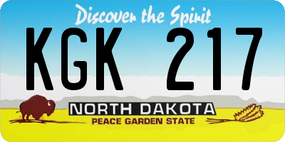 ND license plate KGK217