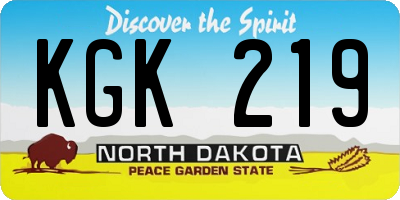 ND license plate KGK219
