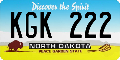 ND license plate KGK222
