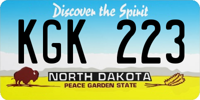 ND license plate KGK223