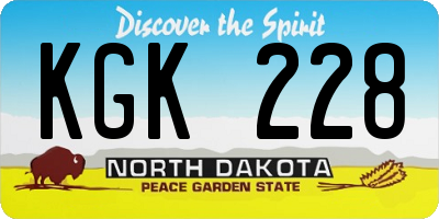 ND license plate KGK228
