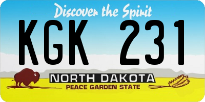 ND license plate KGK231