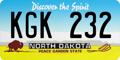ND license plate KGK232