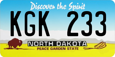 ND license plate KGK233