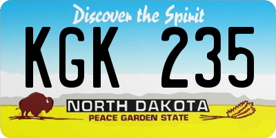 ND license plate KGK235