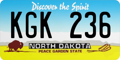 ND license plate KGK236