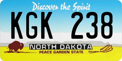 ND license plate KGK238