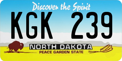 ND license plate KGK239