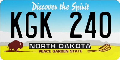 ND license plate KGK240