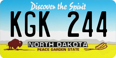 ND license plate KGK244