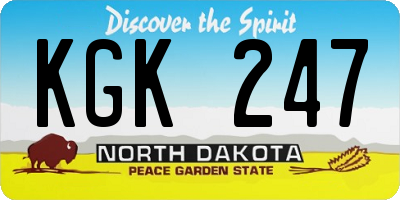 ND license plate KGK247