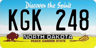 ND license plate KGK248