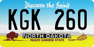 ND license plate KGK260