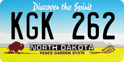 ND license plate KGK262