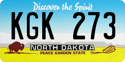 ND license plate KGK273