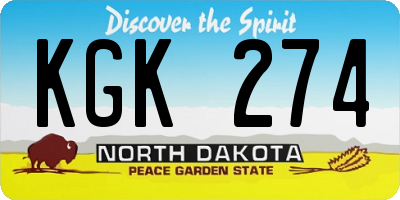 ND license plate KGK274