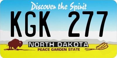 ND license plate KGK277