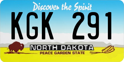 ND license plate KGK291
