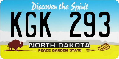 ND license plate KGK293