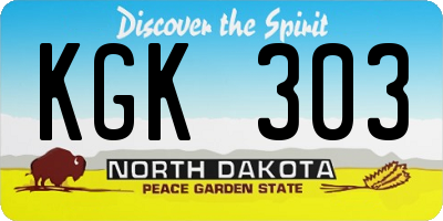 ND license plate KGK303