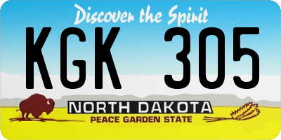 ND license plate KGK305
