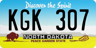 ND license plate KGK307