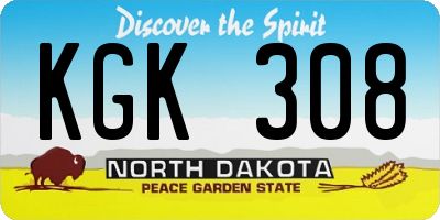 ND license plate KGK308