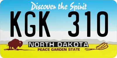 ND license plate KGK310