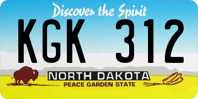 ND license plate KGK312