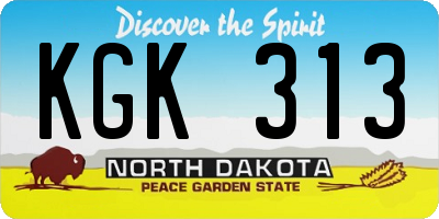 ND license plate KGK313