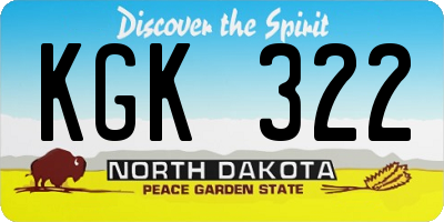 ND license plate KGK322
