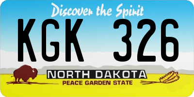 ND license plate KGK326