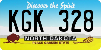 ND license plate KGK328