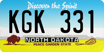 ND license plate KGK331