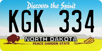 ND license plate KGK334