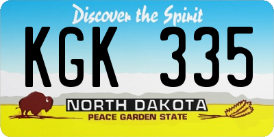 ND license plate KGK335