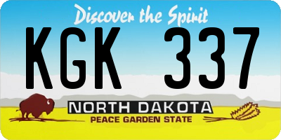 ND license plate KGK337