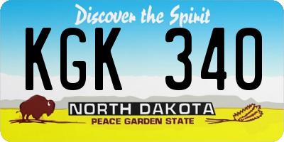 ND license plate KGK340