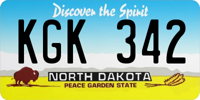 ND license plate KGK342