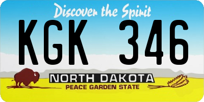 ND license plate KGK346