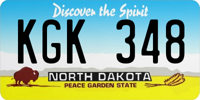 ND license plate KGK348