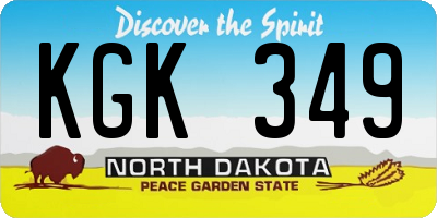ND license plate KGK349